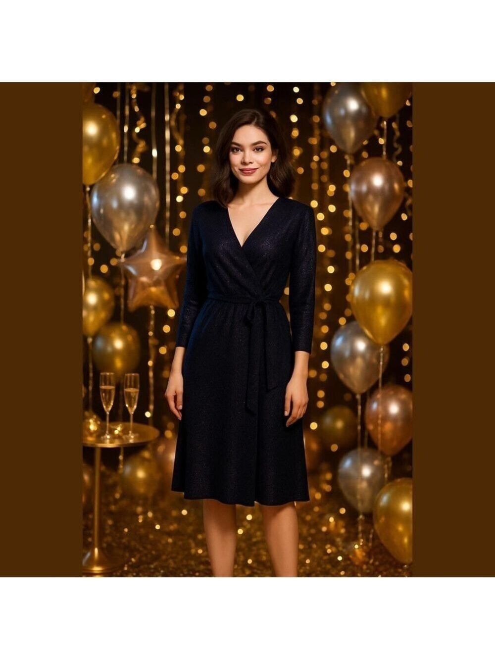 Lauren Ralph Lauren Shimmering Midnight Blue Dress -Size 8 - Picture 1 of 8